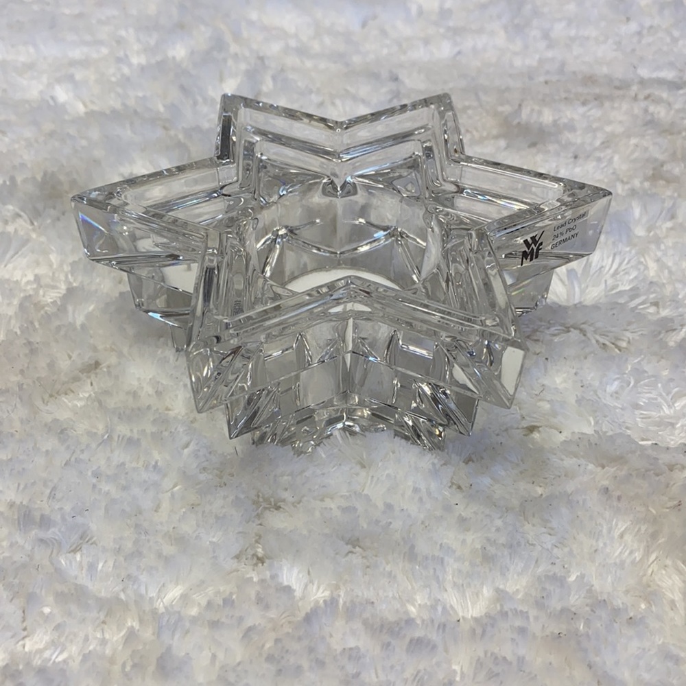 WMF Brilliant Stacked Crystal Star of David Votive Candle Holder Made in Germany